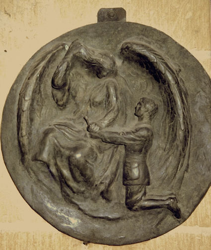 Bronze roundel that used to hang in St Peter's, Stanway, now lost
